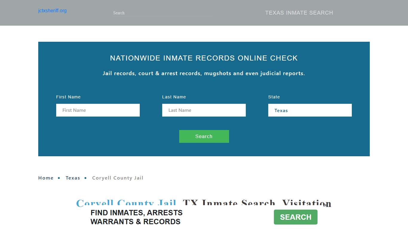 Coryell County Jail, TX Inmate Search, Visitation Hours